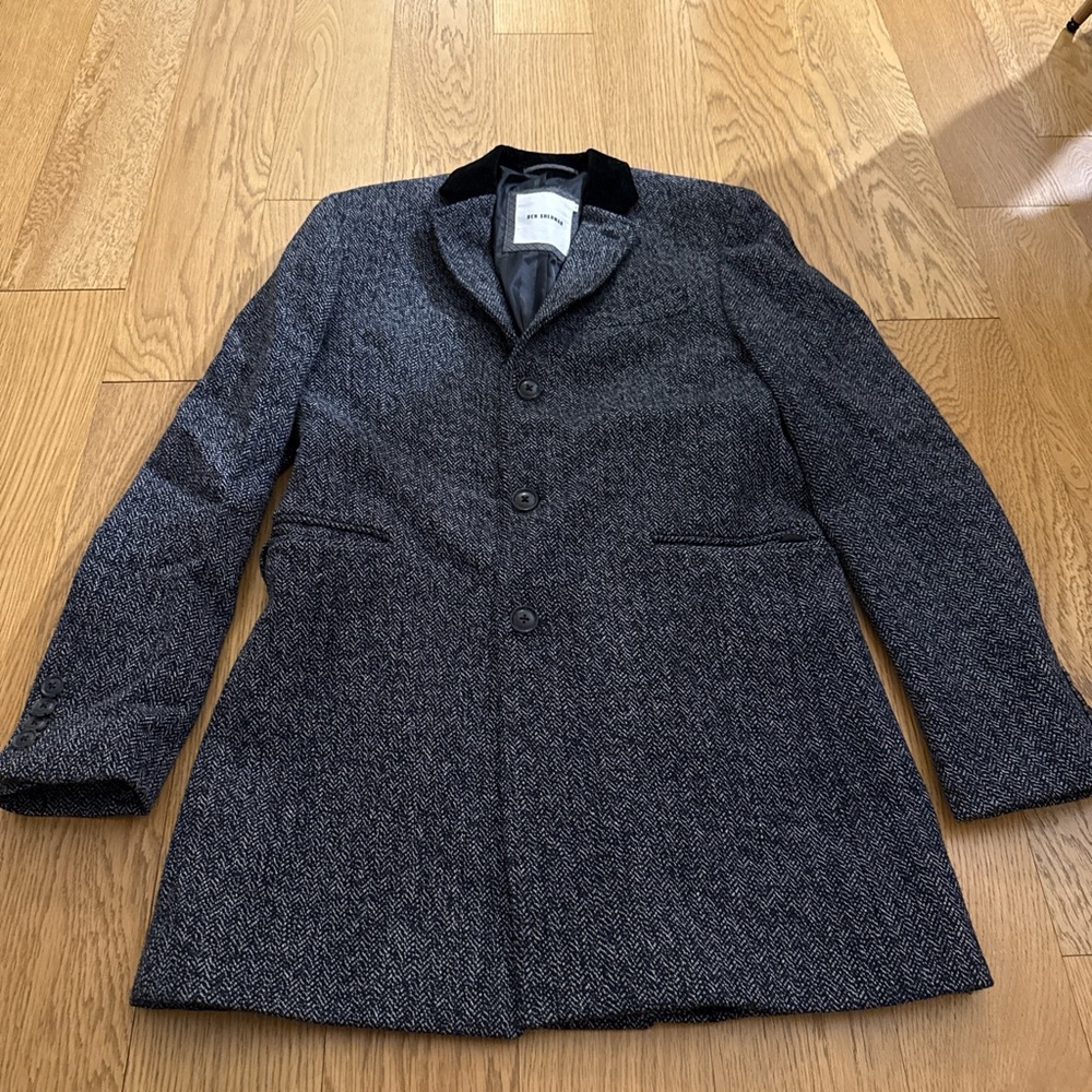 Ben Sherman Dark Gray Herringbone Trench Coat